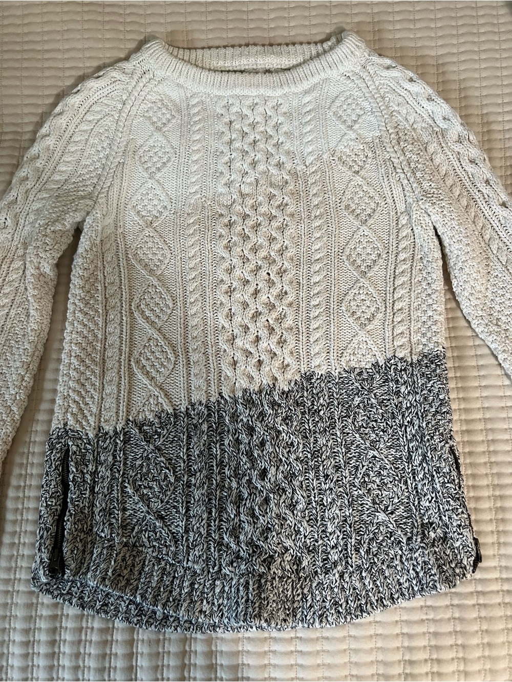 Llbean signature fisherman sweater XXS women’s tri color - Picture 1 of 4